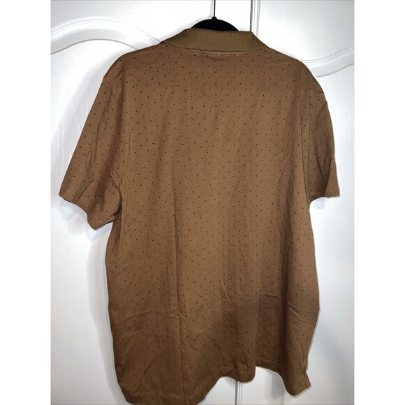 Perry Ellis Mens Shirt Brown XXL Polo Short Sleeve Luxury Pima Cotton Polka Dots - Picture 8 of 13